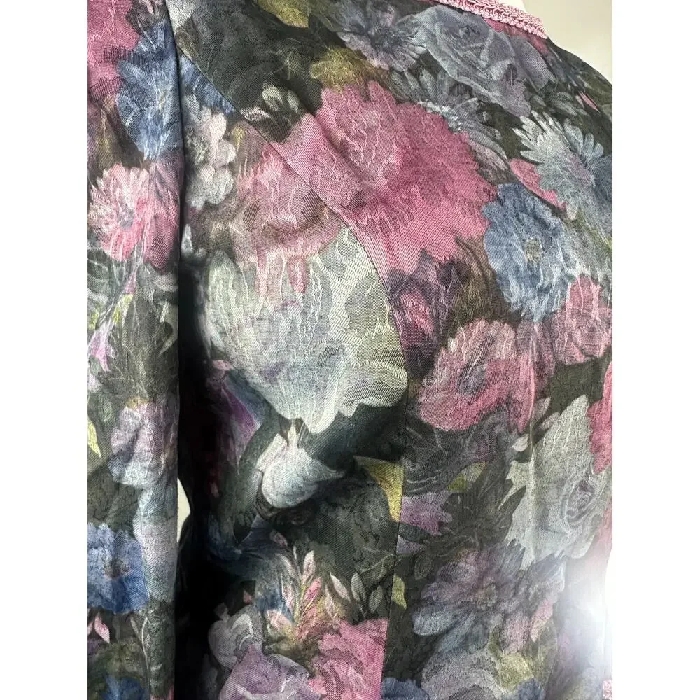 Vintage Unbranded Floral Peplum Dress Secretary Romantic Prairie Layered Size 16 - Picture 4 of 16